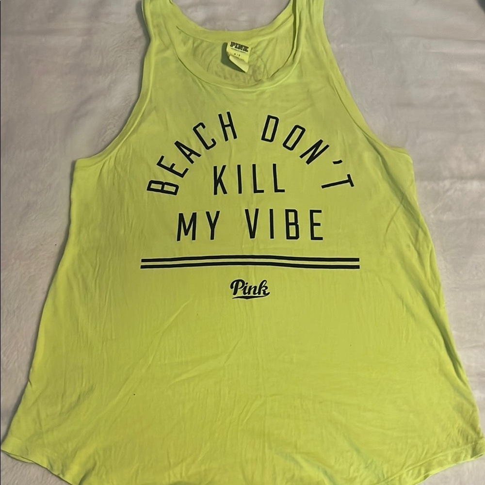 PINK Victoria's Secret Yellow Green Relaxed Tank Top